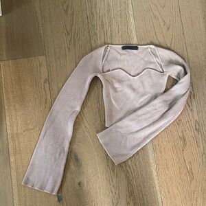 Yuyu Active Women XS Long Sleeve Ribbed Knit Crop Top Purple Grey